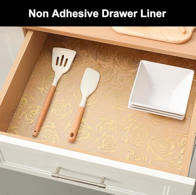 Cooyes Shelf Liner – Premium Non-Adhesive Cabinet & Drawer Liner for Kitchen – Waterproof Shelf Paper with Modern Pattern – Durable EVA Cabinet Mat – Easy to Cut （12" W x 120" L）