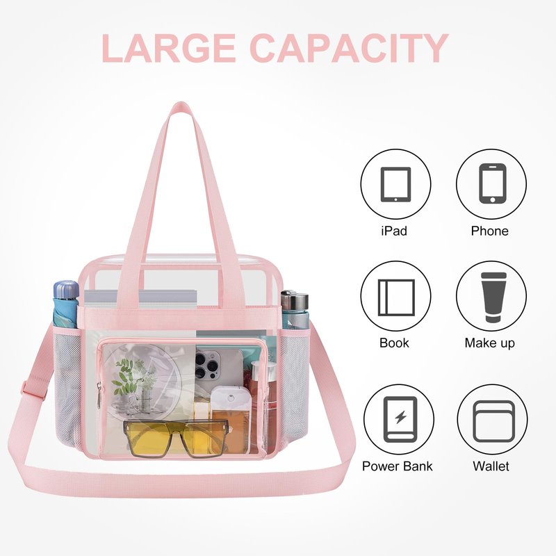 USPECLARE Clear Bag for Stadium Events, 12x6x12 Transparent Stadium Messenger Bag for Concerts, Work, Sports Games, Gym