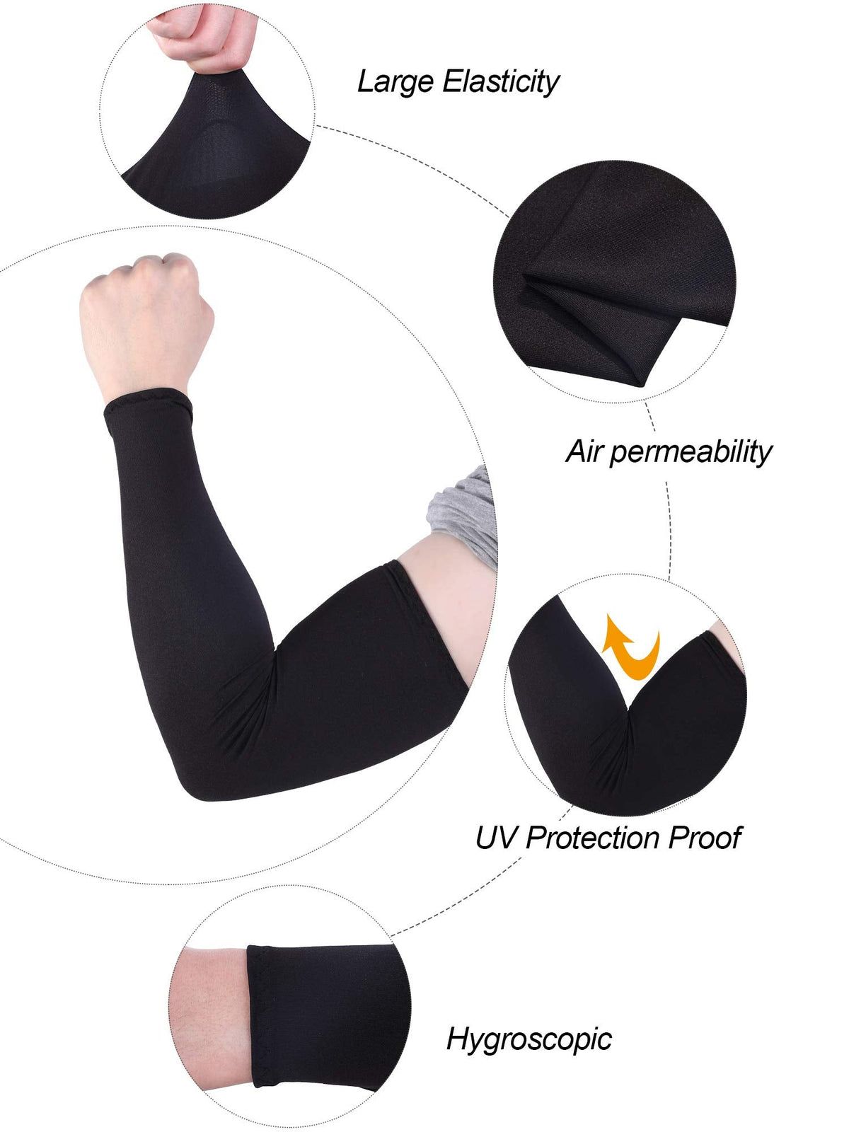 Mudder 8 Pairs UV Sun Protection Cooling Arm Sleeves for Men Women Youth Silk Compression Arm Cover Breathable Outdoors Sport