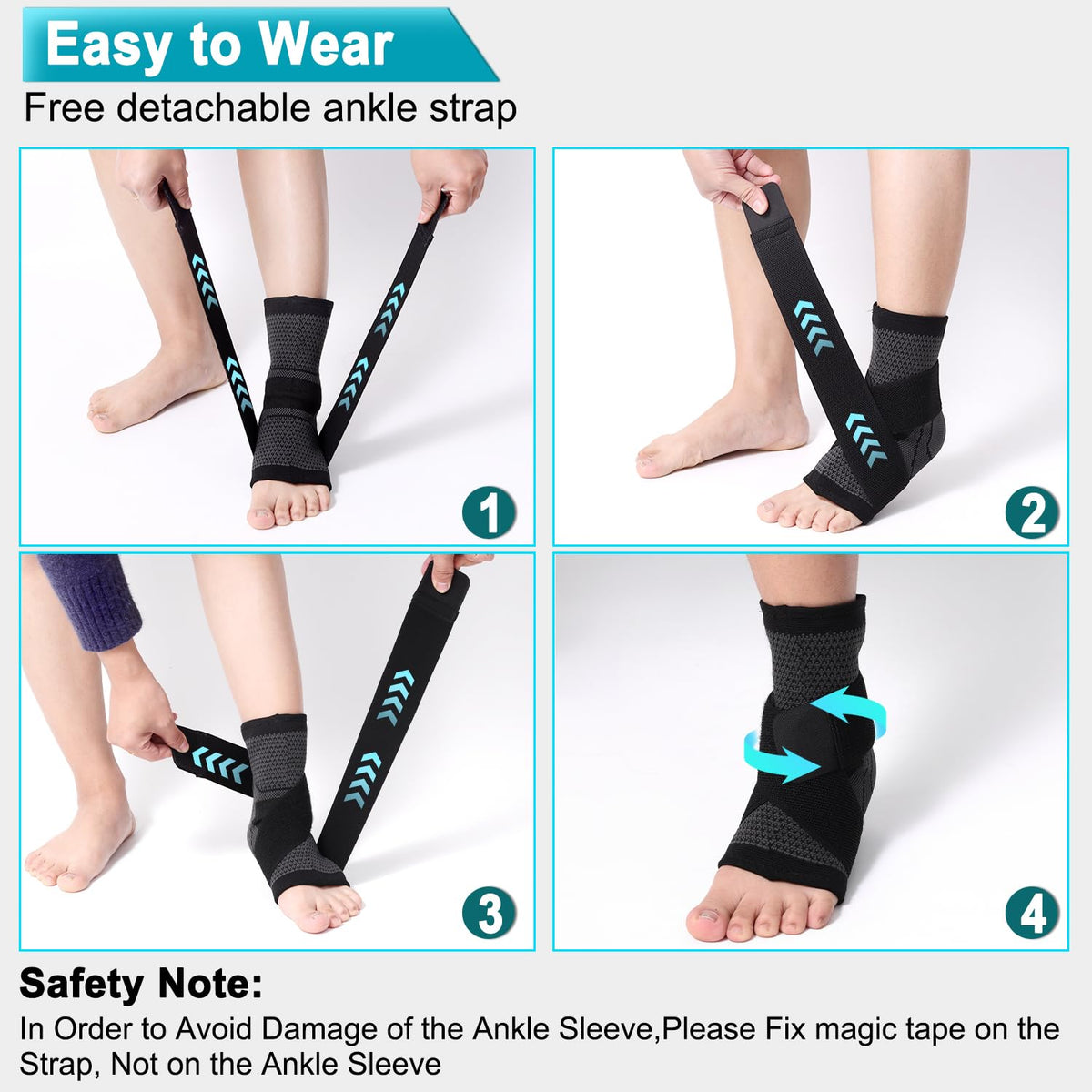 Consss Ankle Brace, Achilles & Plantar Fasciitis Relief Compression Sleeve, Foot Brace with Ankle Support Strap for Women and Men, Heel Protector Wrap for Pain, Tendonitis & Sprain XXL