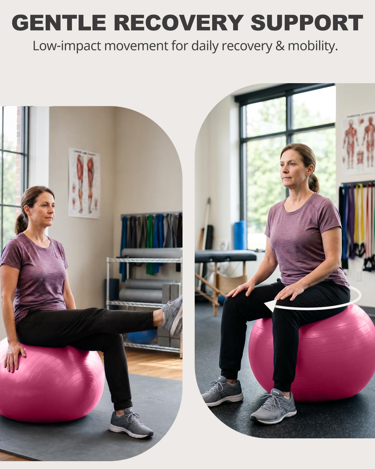 Trideer Yoga Ball for Exercise, Pregnancy & Birthing, 5 Sizes Exercise Ball for Physical Therapy, Stability, Fitness, Quick Pump Included