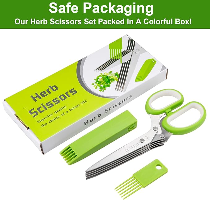 JYTUUL 5 Blades Herb Scissors, Stainless Steel Multipurpose Kitchen Shears