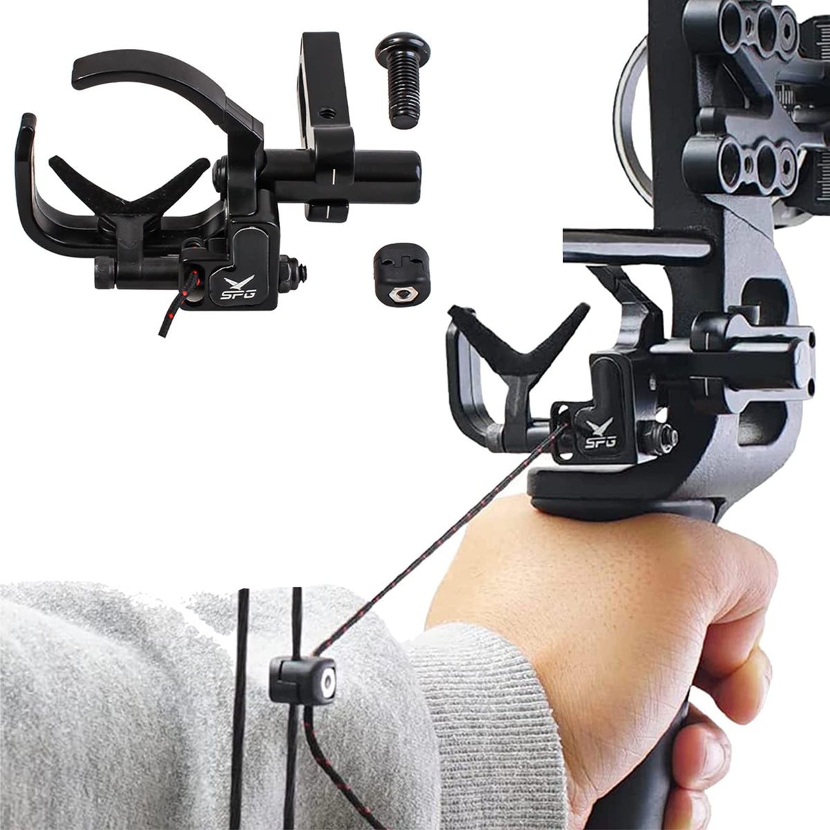 SOPOGER Drop Away Arrow Rest - Upgrade Archery Rest for Compound Bow Metal Adjustment Black Recurve Fall Away Arrow Rest Right Hand Hunting Target Shooting (Upgrade Rest)