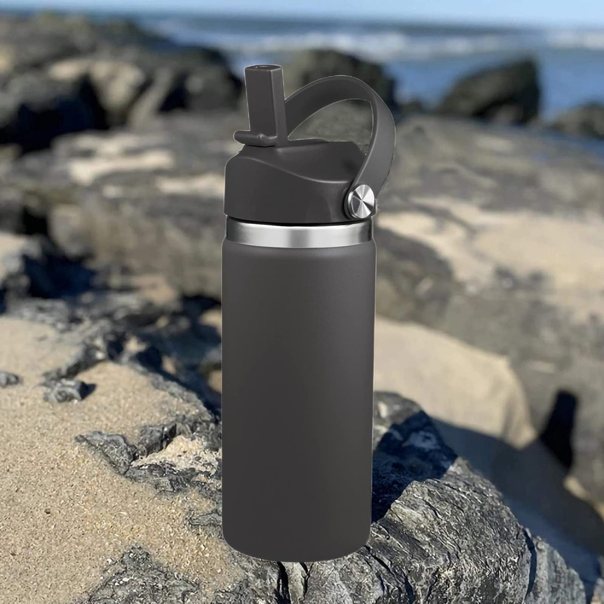 Straw Lid for Hydro Flask Wide Mouth, Lids with Straw for Hydroflask Wide Mouth 32 40 oz, Top Replacement Cap Sport Lid, Black