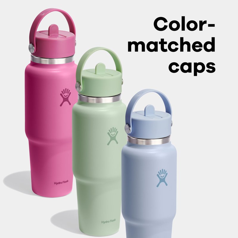 Hydro Flask Travel Water Bottle - Insulated Stainless Steel - Wide Straw Lid, Non Spill, Leakproof in 24 Oz Birch Gray