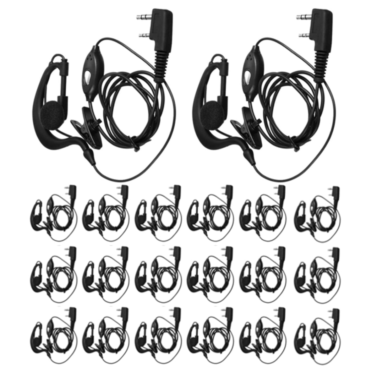 20 Pairs Walkie Talkie Earpiece with Mic 2 Pin Two Way Radio Ear Piece Microphone Earbud Bulk Single Wire Earhook Headset Compatible with Baofeng UV-5R BF-888S Arcshell Retevis H-777 RT21 RT22