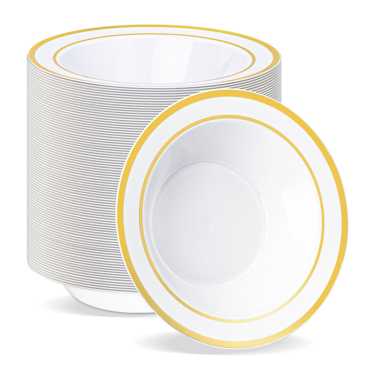 BESTVIP 100 Pack 12 oz White Plastic Bowls, Disposable Soup Bowls