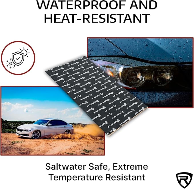 Rockville RockMat 50-15 50 Sq Ft Butyl Sound Deadening Mat 1.5MM 60 Mil, Aluminum Foil Backing, Adhesive Precut Sheets, Reduces Road Noise and Vibrations, Car Truck Van RV Marine
