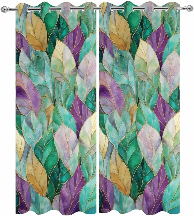 Leaves Outdoor Curtains for Patio Gorgeous Leaf Abstract Spring Waterproof