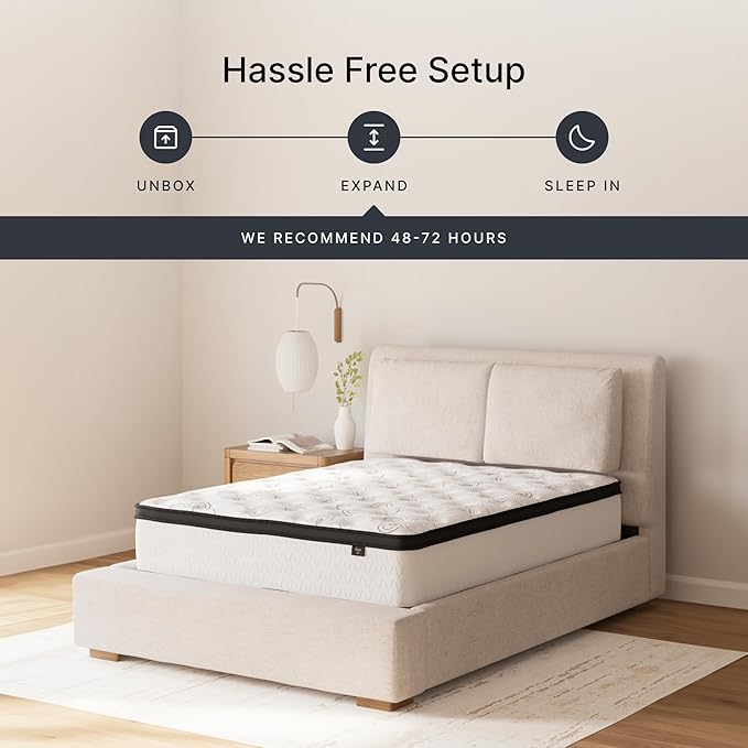 Signature Design by Ashley Full Size Chime 12 Inch Medium Firm Hybrid Mattresswith Cooling Gel Memory Foam for Pressure Relief, Fiberglass Free, Mattress In A Box