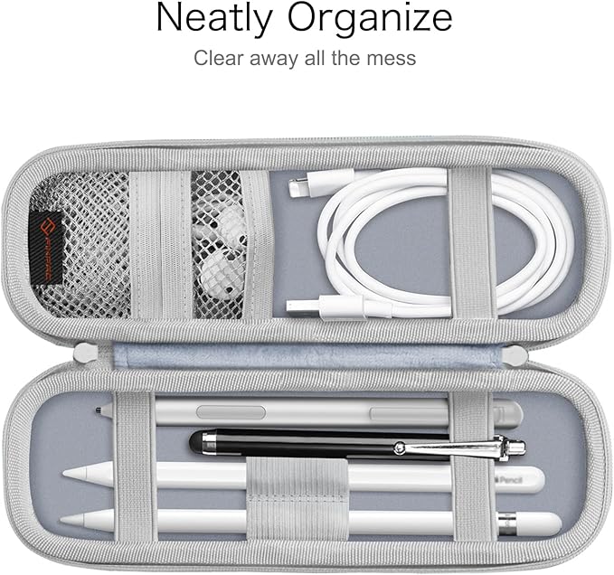 Fintie Holder Case for Apple Pencil Pro, Apple Pencil (USB-C / 1st / 2nd Generation), PU Leather Carrying Bag Sleeve Compatible with Pen, USB Cable, Samsung Stylus, Cloudy Marble