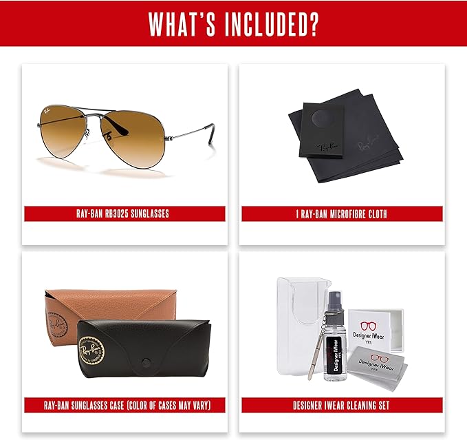 Ray-Ban RB3025 Metal Aviator Sunglasses For Men For Women +BUNDLE with ACCESSORY EYEWEAR KIT