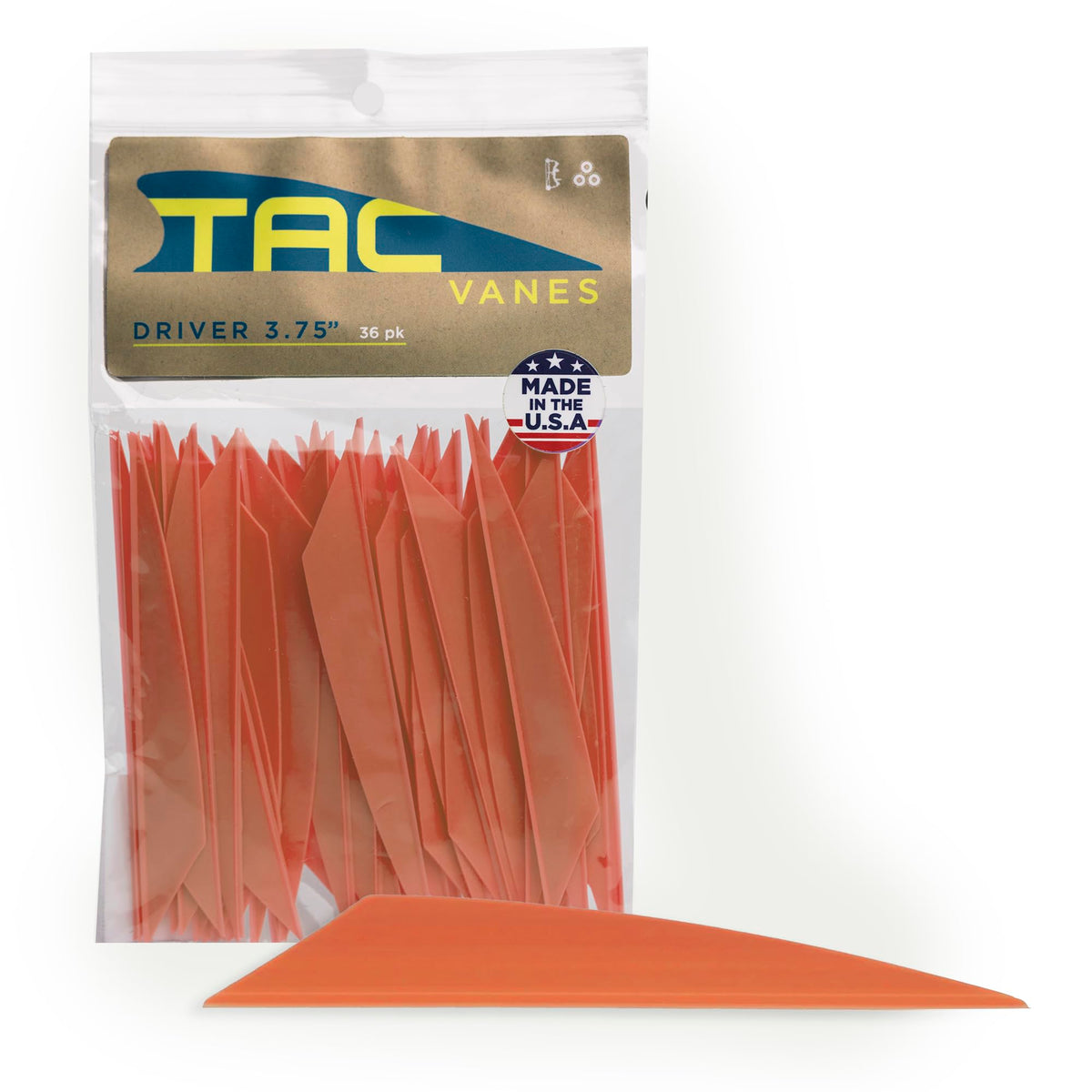 TAC Vanes 3.75" Driver Arrow Vanes | Archery Fletching for Compound & Crossbow | Durable, Lightweight, High Accuracy, Orange 36 Pack
