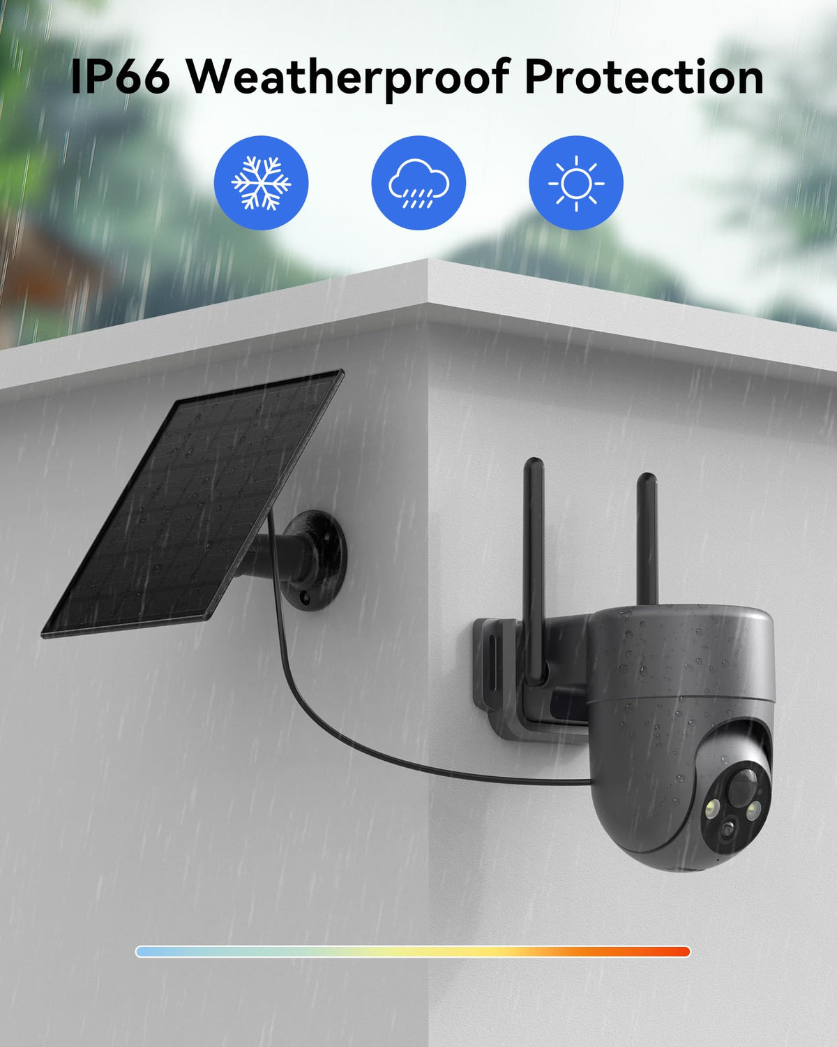 LIWAN Solar Security Cameras Wireless Outdoor, 360° View PTZ Camera for Home Security, 2K HD Color Night Vision, AI Human Detection, IP66 Weatherproof, 2.4GHz WiFi Only