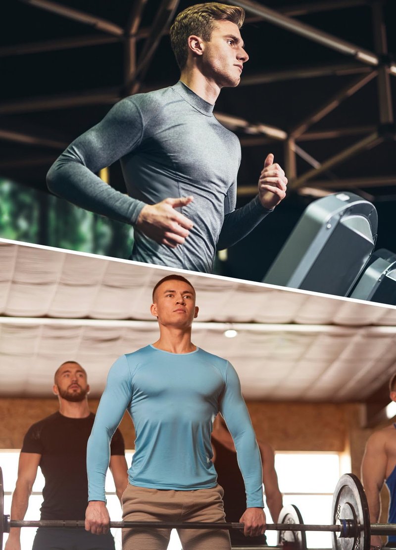 baleaf Men's UPF 50+ Long Sleeve Shirts Soft Rash Guard Breathable Lightweight Workout Running Hiking Tops Light Blue XL