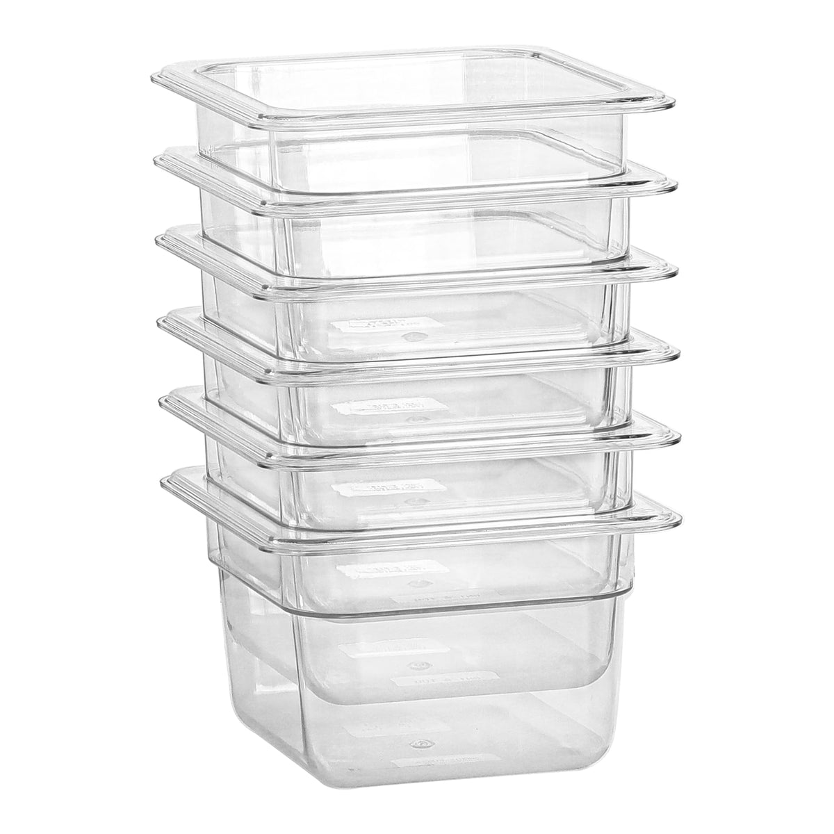 EGGKITPO 1/3 Size Food Containers 6 Pack 6 Inch Deep Pan Clear BPA free Polycarbonate Stackable Commercial Hotel Pan for Food Serving Freezer Safe