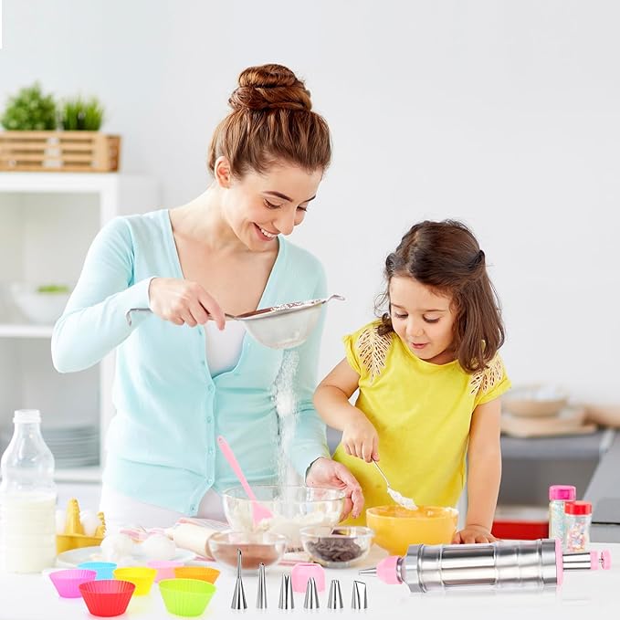 FACIACC Dessert Decorating Syringe Set, Stainless Frosting Piping Kit