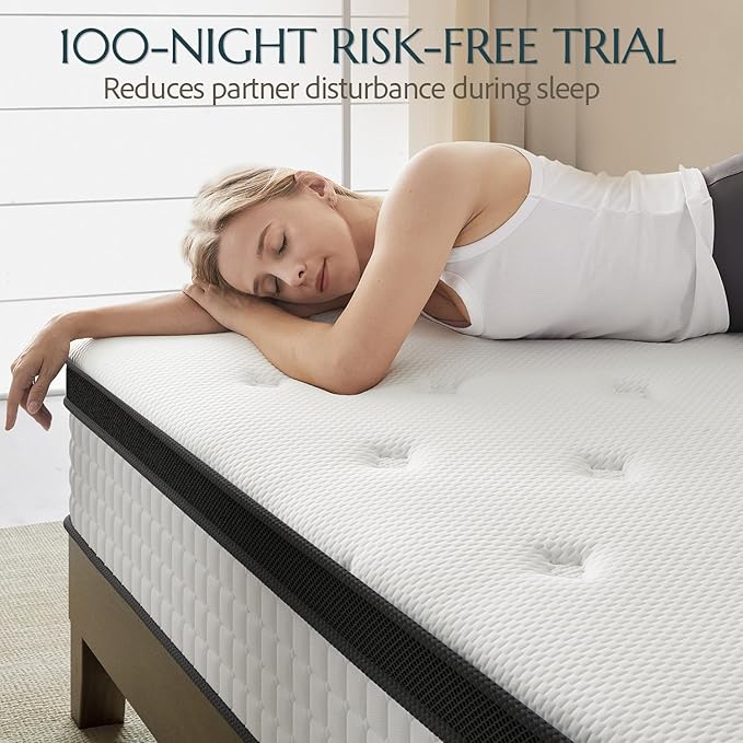Full Size Mattress 12 Inch Deluxe Hybrid Mattresses Without Fiberglass, Medium Firm with Cooling Gel Memory Foam and Pocket Coil for Pressure Relief, Motion Isolation, Edge Support, CertiPUR-US