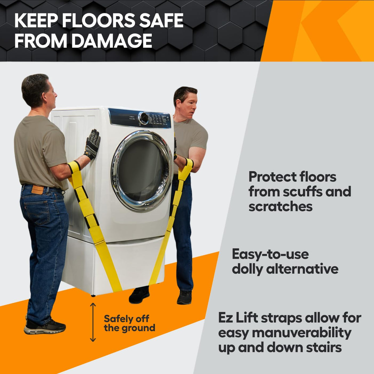 KEEPER Two Person Adjustable Lifting and Moving Straps with 800 lbs WLL, Ergonomic Design, for Safe, Scratch-Free Moving