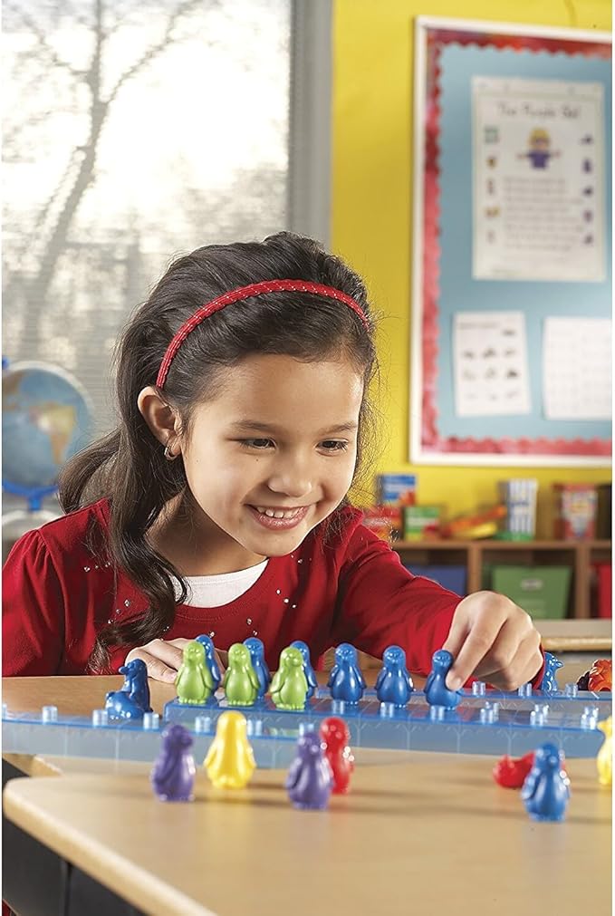 Learning Resources Penguins On Ice Math Activity Set - Math Manipulatives & Counting, Addition and Multiplication Games, Sorting & Patterning Set , Homeschool Activity, Classroom Must Haves