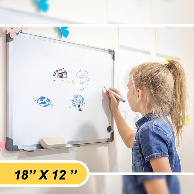 Tinlade 3 Pack Dry Erase Boards, Magnetic Dry Erase White Board Bulk Silver Aluminum Framed Whiteboard Message Presentation Wall Mounted for School Office and Home(12 x 18 Inch)