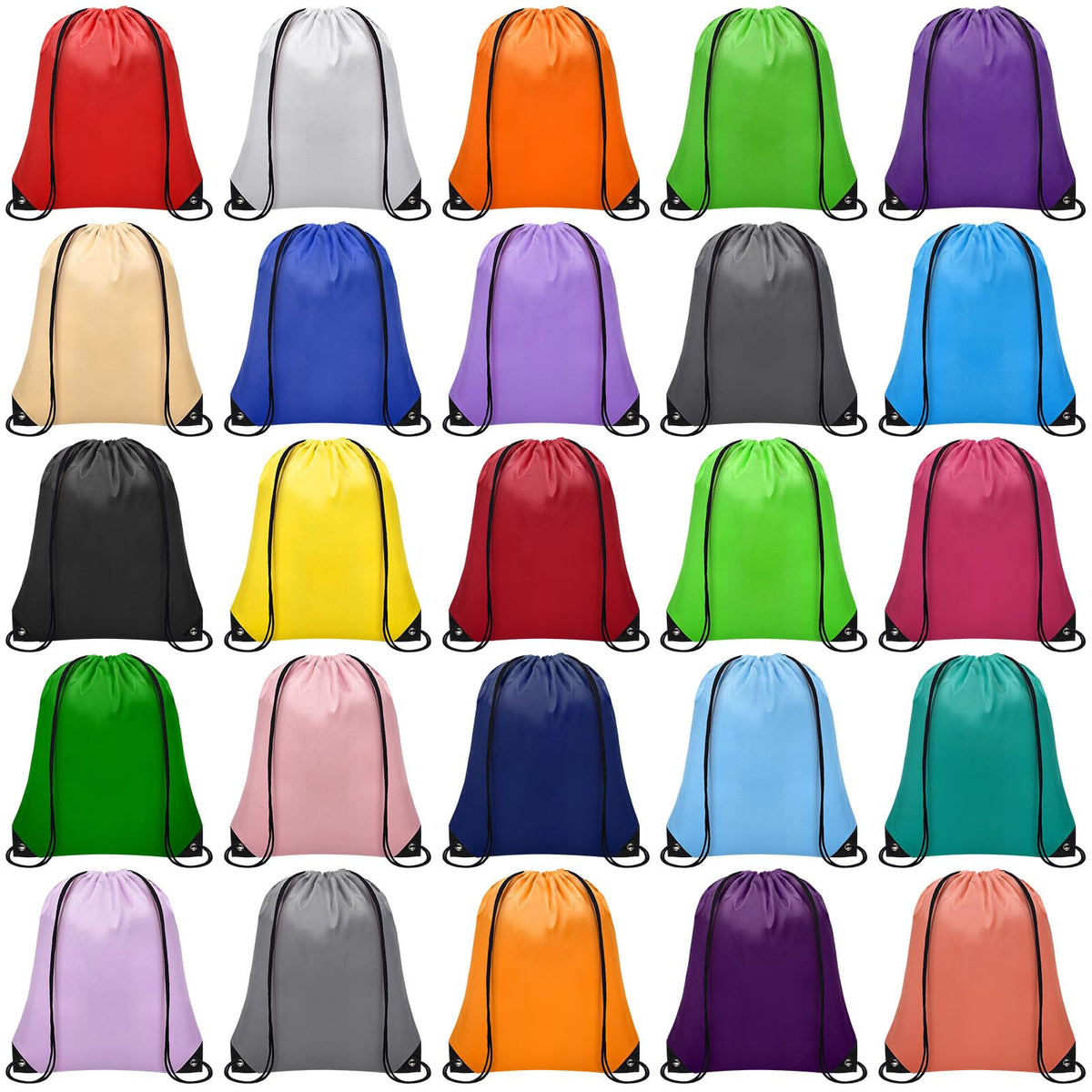 Grneric 25 Pieces Drawstring Bags Bulk Drawstring Backpack Draw String Bag Cinch Sack for Gym Traveling Yoga Outdoor Sports (25 Colors)