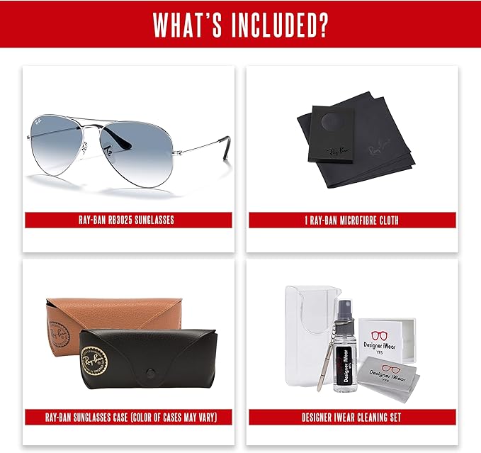 Ray-Ban RB3025 Metal Aviator Sunglasses For Men For Women +BUNDLE with ACCESSORY EYEWEAR KIT