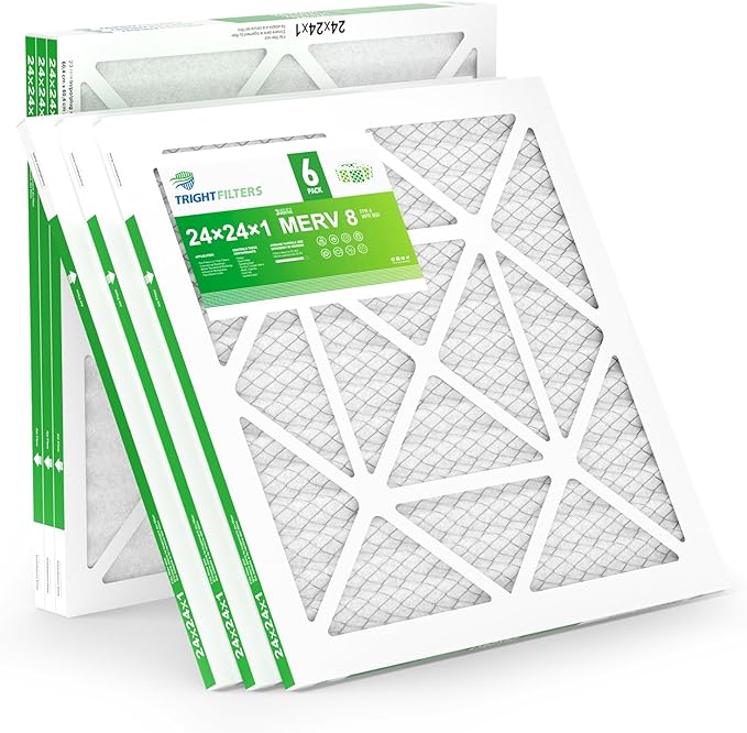 24x24x1 Air Filter 6 Pack, Durable MERV 8 Pleated Home HVAC AC Furnace Filters