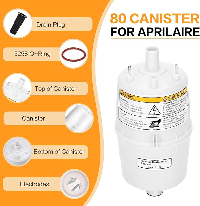 Alinwirsy Upgrade 80 Steam Canister for Aprilaire Steam Humidifier Models 800, 801, 865, 866, 80 Replacement Canister OEM Substitute for Aprilaire Canister, 1 Pack