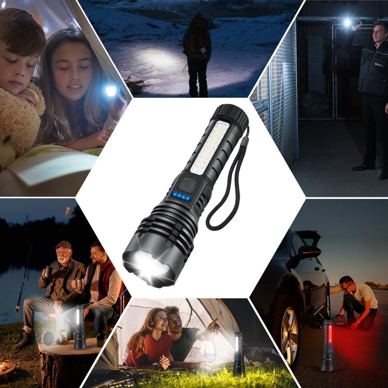 ZioeYiue Rechargeable Flashlights High Lumens, 7Mode Super Bright Flashlight Powerful, Adjustable Tactical Flash Light High Powered, LED Flashlights for Home Emergency Hunting Camping Essentials Gear