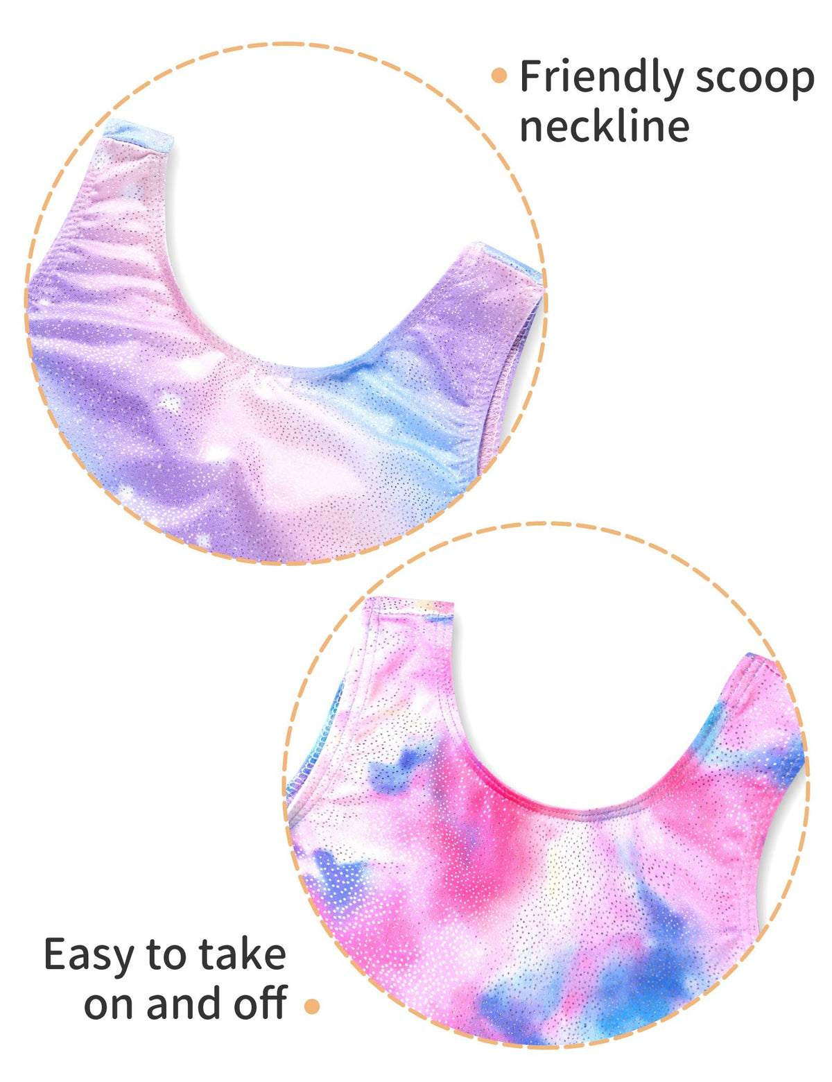 Nokecina Girls Gymnastics Leotards Size 7-8 Years Old Shiny Colorful Stars 2 Packs Athletic Bodysuits