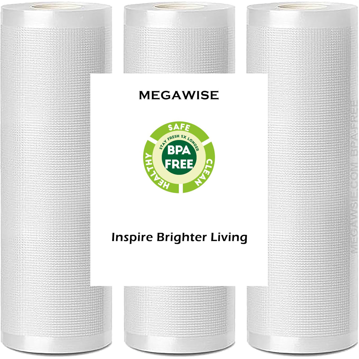 MEGAWISE Vacuum Sealer Rolls, 8 in x 21.6 ft, 5 Pack, BPA-Free