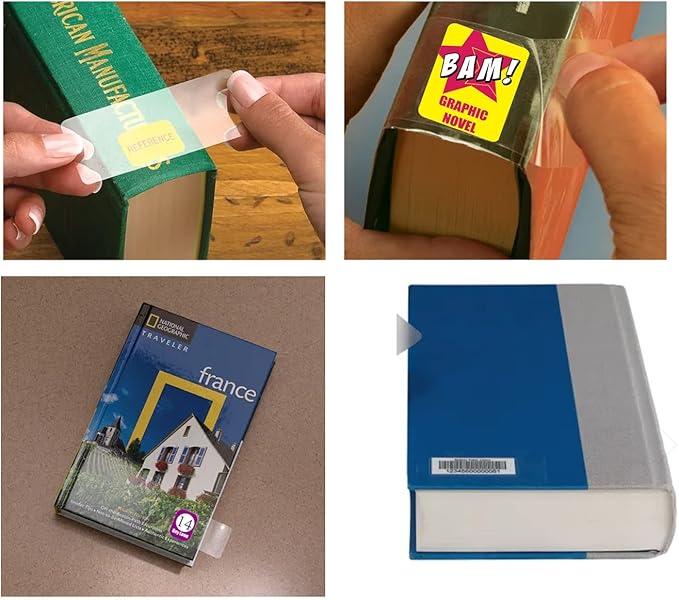 500 Pieces Book Spine Clear Label Protector | Transparent Labels for Protecting Barcodes,Book Spine Stickers Tape | 2" H x 4" W