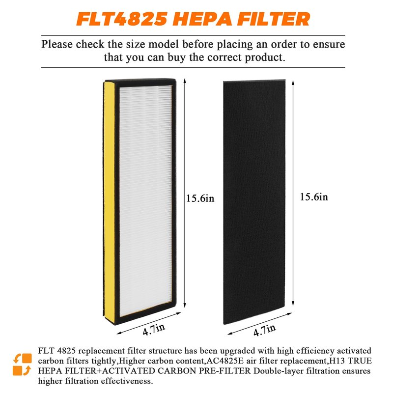 FLT4825 Replacement Filter B Replaces AC4825 AC4825DLX AC4825E replacement filter (FLT4825 Filter b replacement Pack of 2 x AC4825 Filters + 2 x Carbon Pre-Filters) by Blutoget