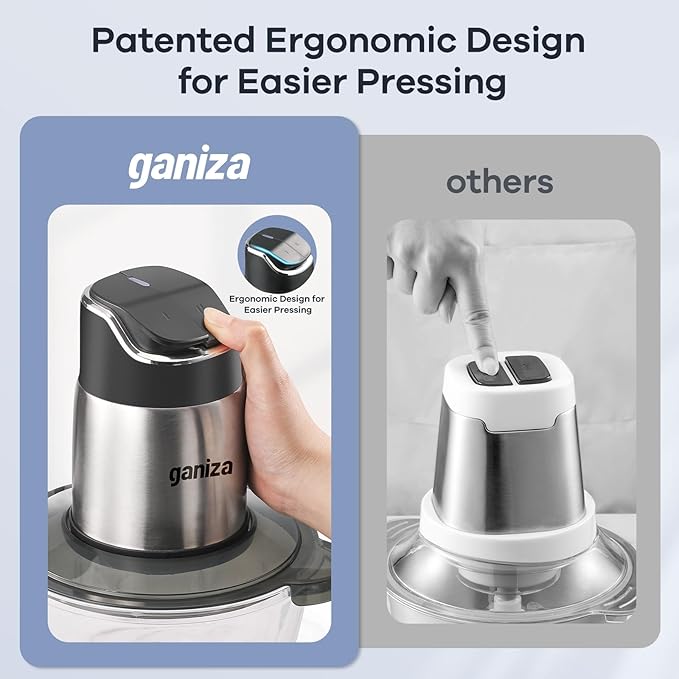 Ganiza Food Processor with Dual Bowls, 2-Speed Food Chopper & Meat Grinder