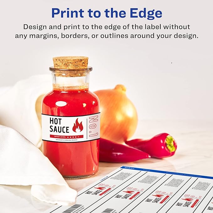 Avery Durable Waterproof Wraparound Rectangle Labels with Sure Feed Technology, 1-1/4" x 9-3/4", Matte White, 40 Customizable Labels for Laser and Pigment-Inkjet Printers (22845)