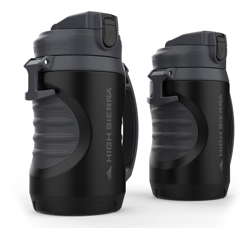 HIGH SIERRA [2 PACK] BPA FREE, 64 OZ Insulated Water Jug, [Silicone Spout – NO MORE TEETH BUMPS] Built-in Fence Anchor, Keeps Iced Water Cold for Hours, EXTRA LARGE Sports Bottle with 1.89L Capacity