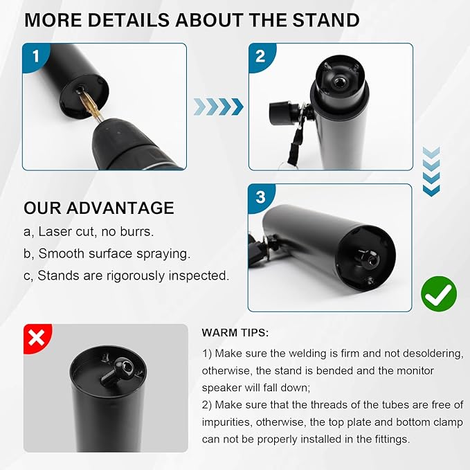 Set of 2 Studio Monitor Stands Desktop Clamp Speaker Stands Against The Wall