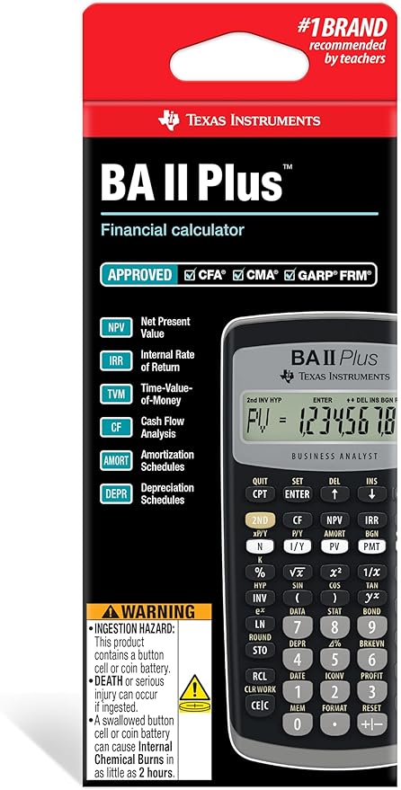 Texas Instruments BA II Plus Financial Calculator, Black Medium