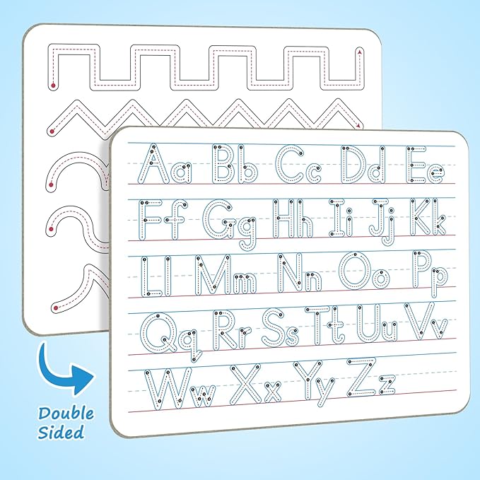 Handwriting Practice Dry Erase Board – ABC Alphabet Tracing for Kids Ages 3-5 | Small Whiteboard for Pre-K, Toddler, Preschool, Kindergarten Learning Activities and Homeschool Supplies “9" x 12"