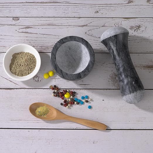 Tianman Small Mortar and Pestle Set 3.2 Inch.1/3 Cup.(Marble Black)