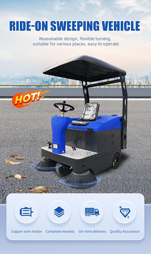 Electric Road Sweeper, Industrial Plant Sweeper, Heavy-Duty Floor Cleaner