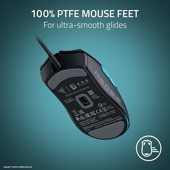Razer Cobra Wired Gaming Mouse: 58g Lightweight - Gen-3 Switches - Chroma RGB Lighting Underglow - 8500 DPI Optical Sensor - 100% PTFE Mouse Feet - Speedflex Cable - Zenless Zone Zero Edition