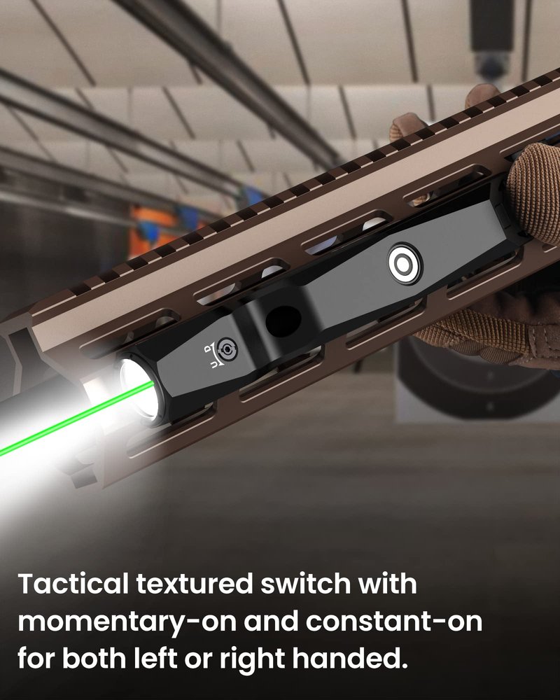 Votatu M9L-G 1600 Lumens Light Laser Combo Compatible with M-Lok Rail Surface, Tactical Flashlight and Green Laser Sight for Rifle, Strobe Function, Magnetic Rechargeable,IIIA Class Laser Output ≤5mw
