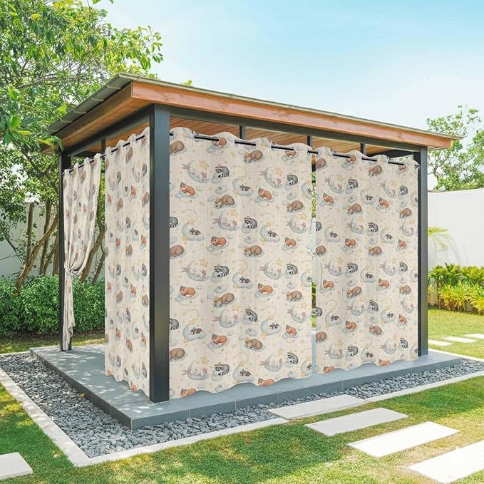 Cartoon Animals Outdoor Curtains