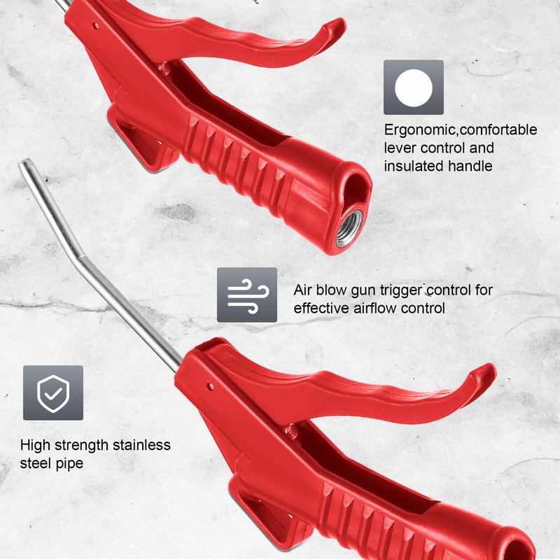 Honoson Air Nozzle Blower Gun Pistol Grip Air Blow Tool Compressor Accessories for Industrial Household Mechanics(Red,8 Pcs)