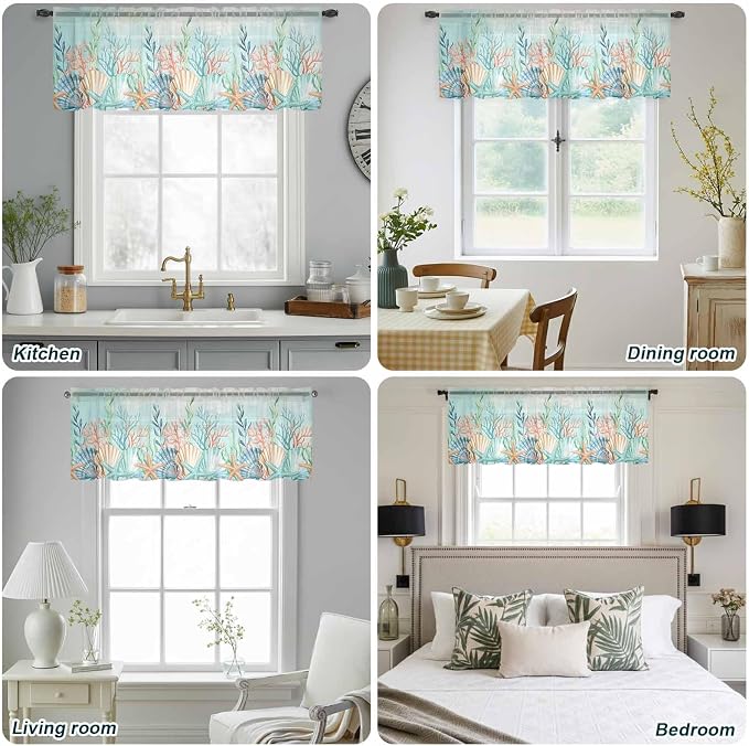 Summer Beach Sheer Valance Curtains