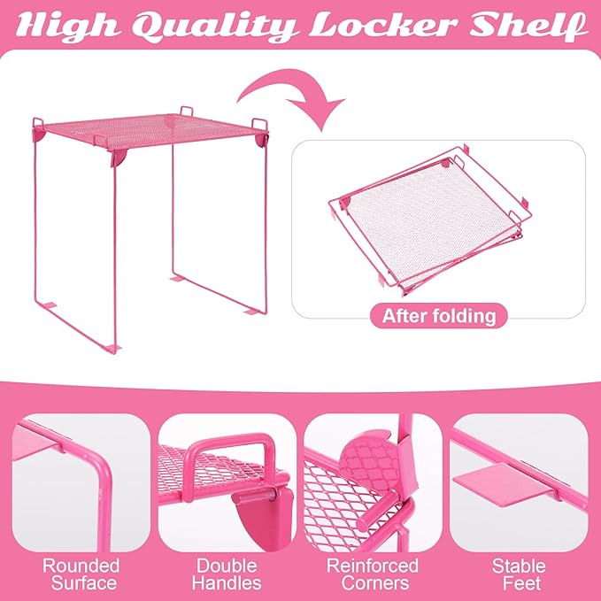 12 Pcs Locker Organizer and Decorating Kit, First Day of School Essentials Marble Print board with Markers Locker Shelf Plush Area Rug String Light Mirror Magnetic Cup and Magnet (Rose Red)