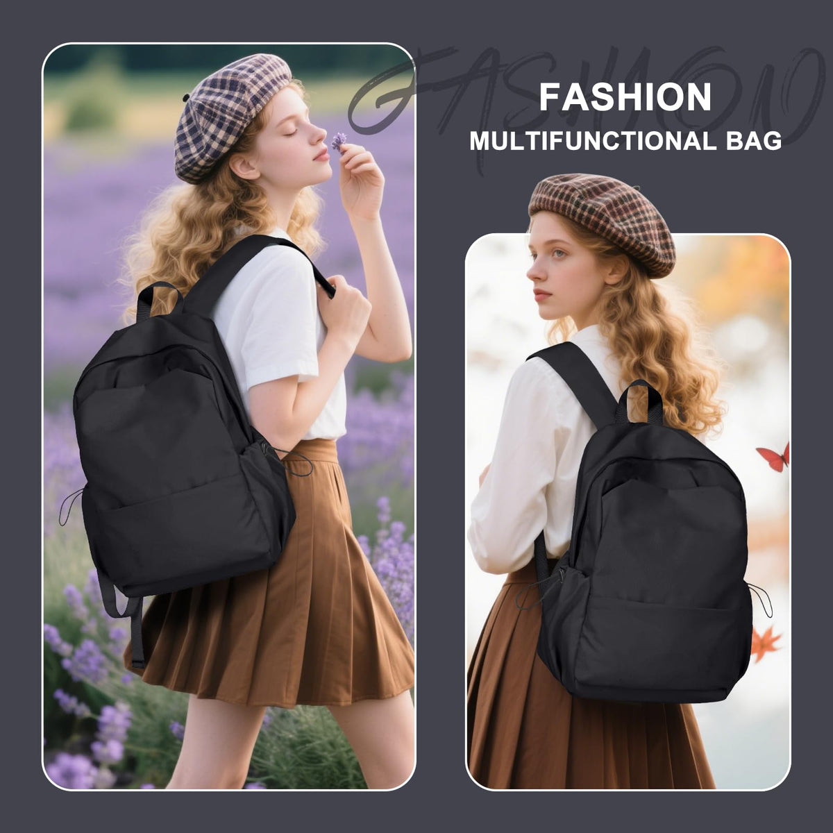 Backpacks For School Bag School Backpack For College Backpacks Bookbag For Women Waterproof Gym Backpack For Men Book Bags Small Simple Backpack Grey