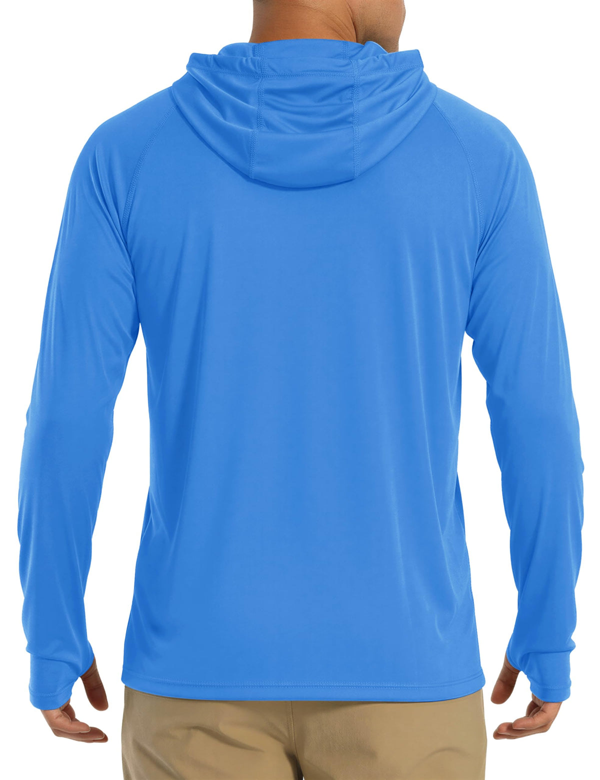 Fishing Shirts for Men Long Sleeve Sun Protection with Hood Athletic Shirts Running Shirts Workout Shirts Sun Shirts Azure